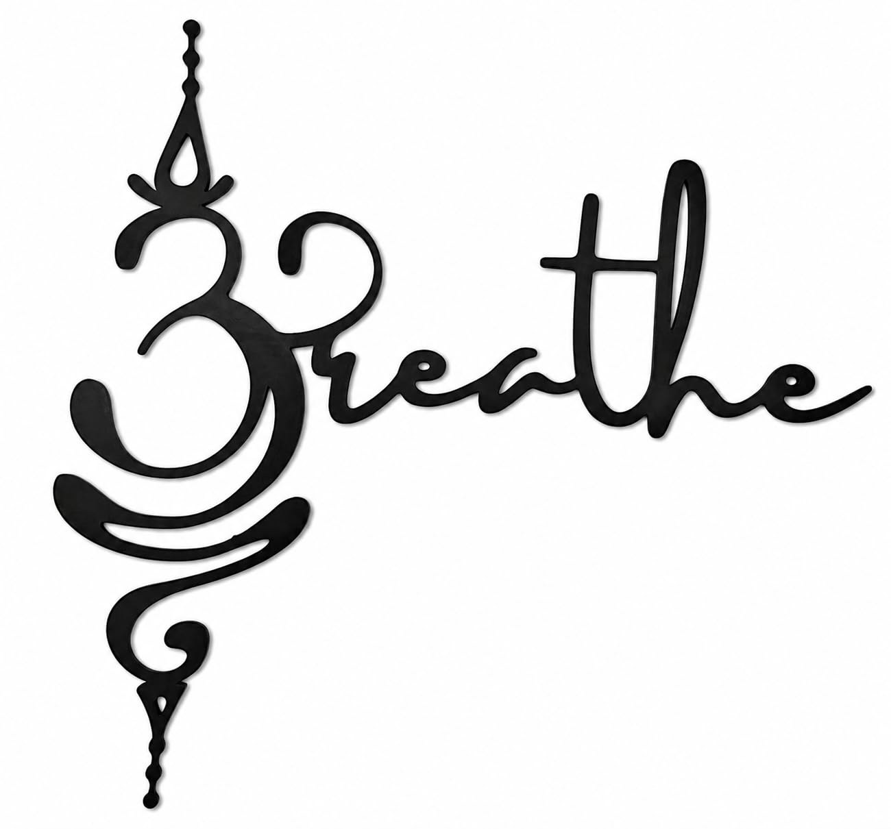 Plastic Om Breathe Wall Hanging, Black, Spiritual Zen Meditation Decor, Sacred Symbol Art for Living Room, Bedroom