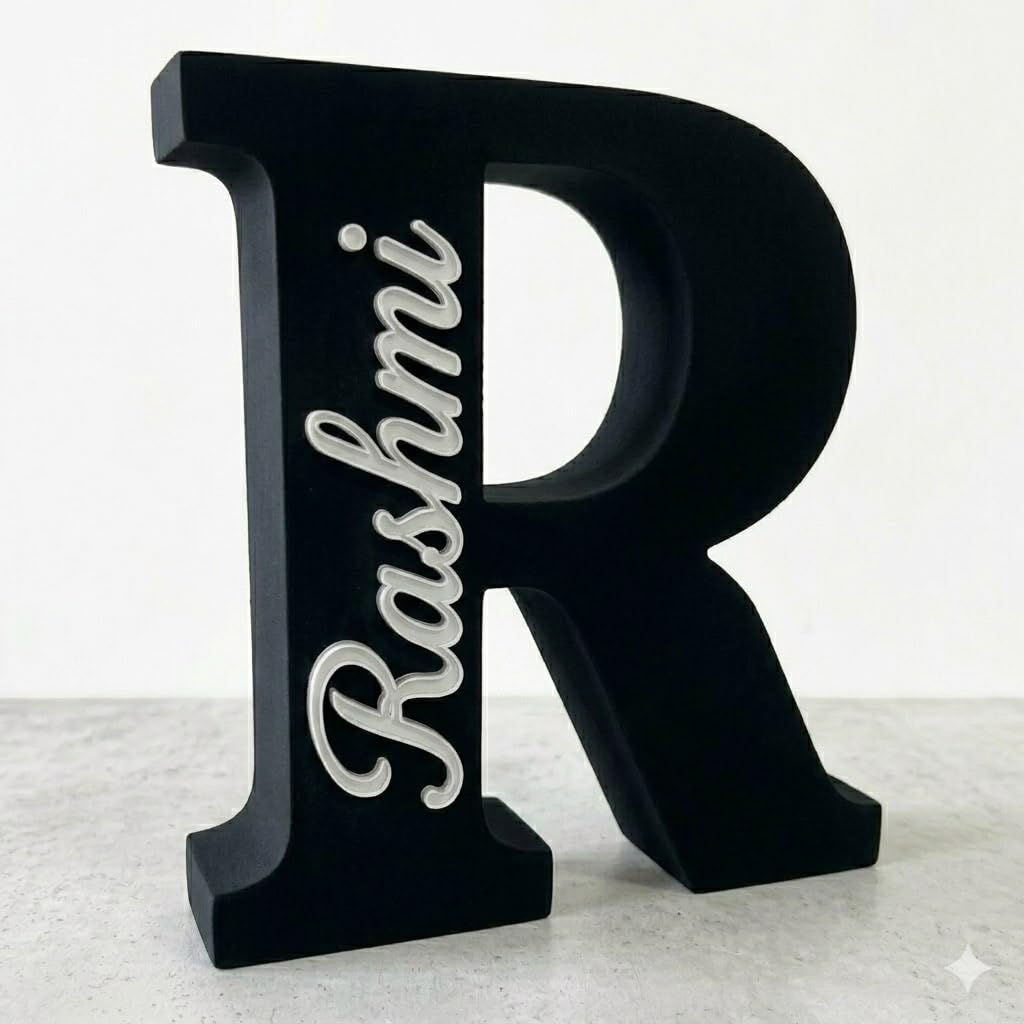 Personalised Name Letter Standing Sign Custom Table Decor | 3D Printed Alphabet Sign 16x14x2cm | Modern Home Room Decoration | Nursery Bedroom Office Wedding Gift Showpiece (Purple_Gourav)