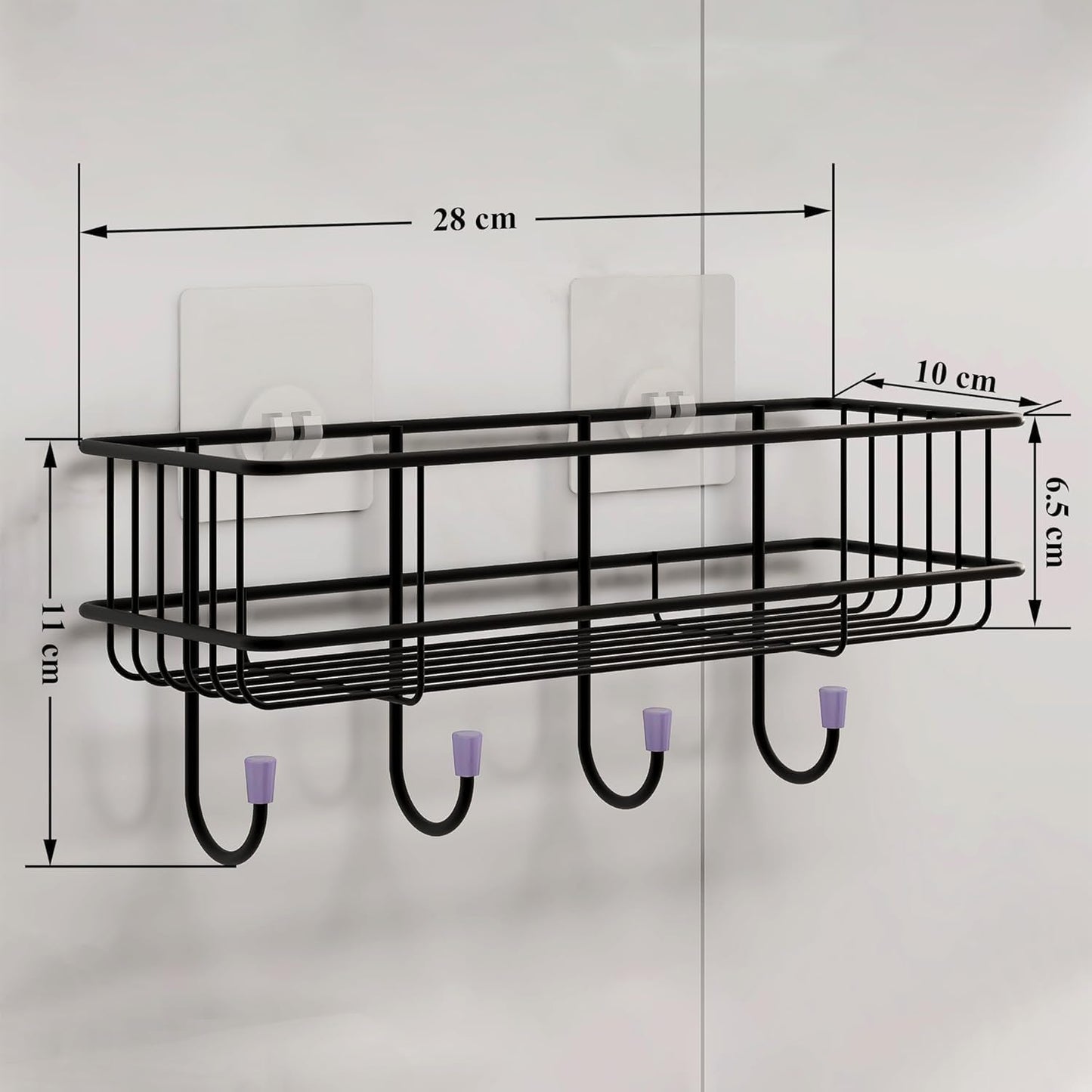 Kozykit Trends Bathroom Rack self with 4 Hooks to Hang Towel and More Hanging Items Stainless Steel, Iron Wall Shelf (Number of Shelves - 2, Black)