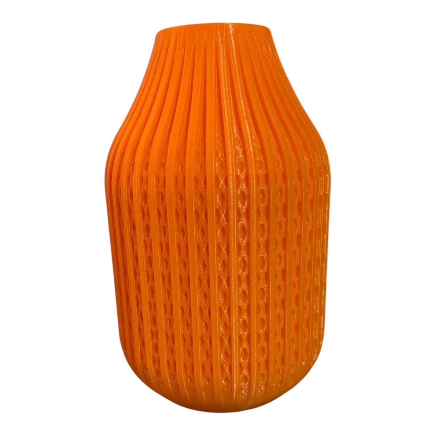 Modern Ribbed Decorative Flower Vase Set for Living Room Table Décor | Premium Matte Finish Blue & Black Vase for Home, Office, Bedroom & Center Table Styling | Artificial Flowers (Orange)